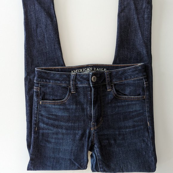 American Eagle Hi-Rise Jegging Super Super Stretch Dark Blue Size 2 Short - Picture 6 of 10